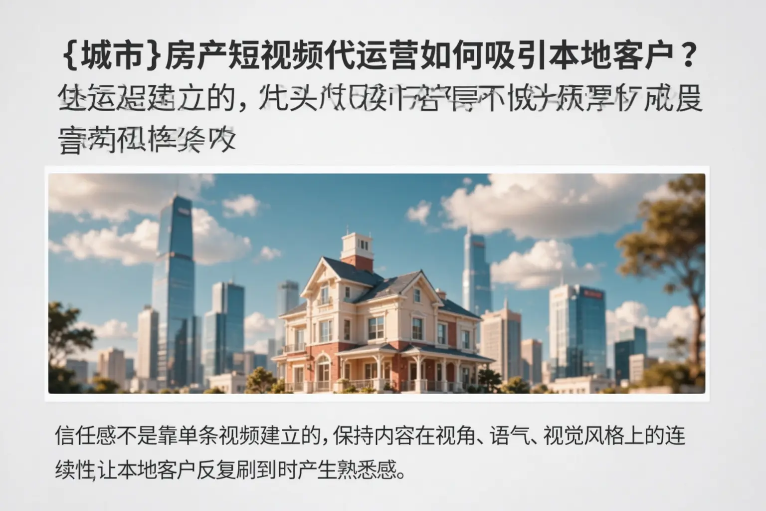 大埔房产短视频代运营如何吸引本地客户？